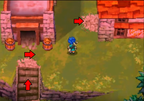 Directly east of the Entrance and into the side of the building 1 | Dragon Quest VI: Realms of Revelation