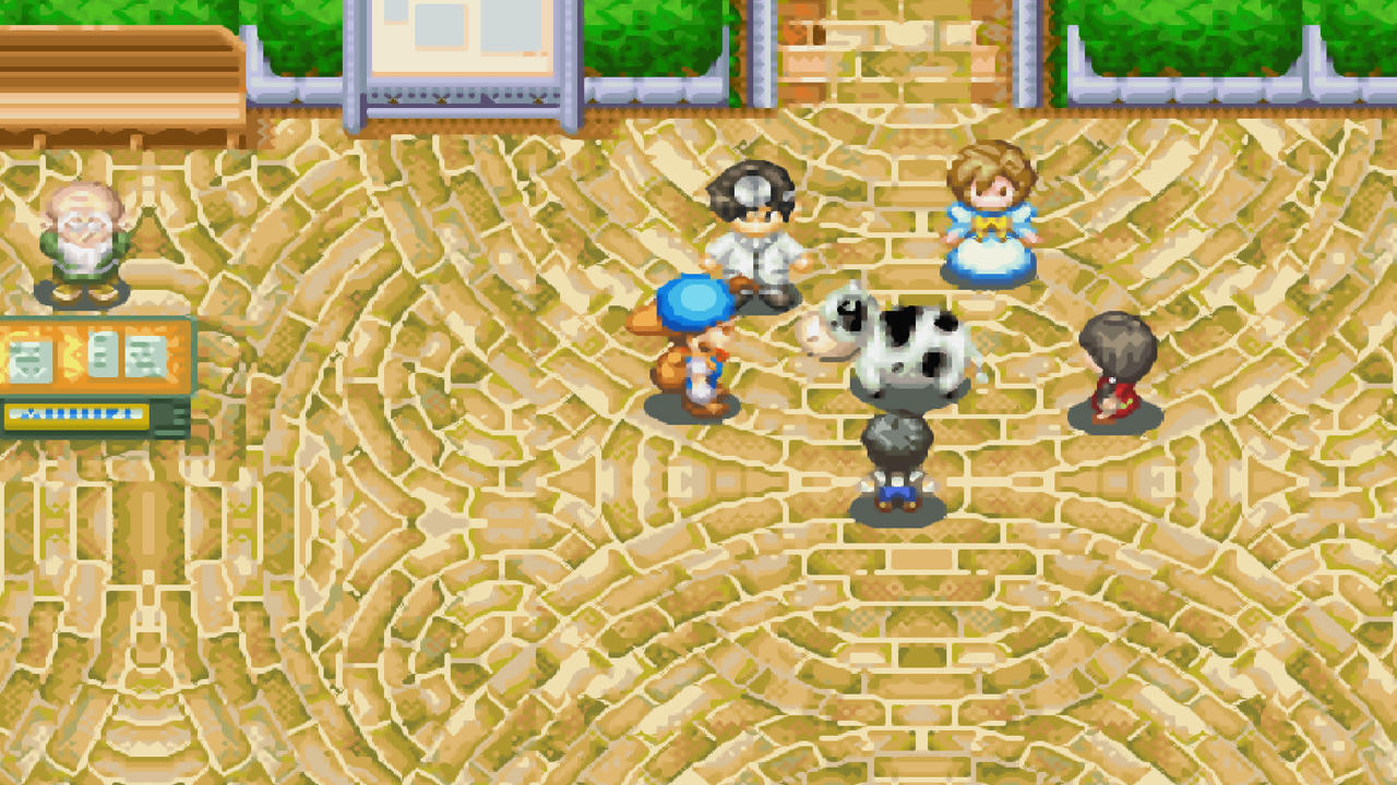 Everyone gathers at the town square for the cow festival | Harvest Moon: Friends of Mineral Town