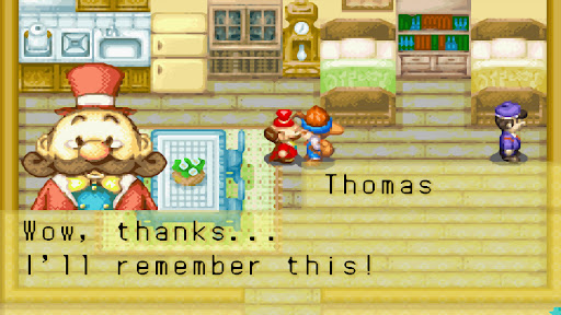 Mayor Thomas receives an onion as a gift | Harvest Moon: Friends of Mineral Town