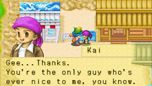 Kai receives corn from the player as a gift | Harvest Moon: Friends of Mineral Town