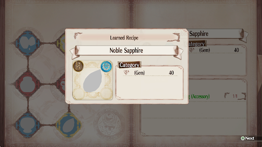 Learned after making an accessory | Atelier Sophie: The Alchemist of the Mysterious Book