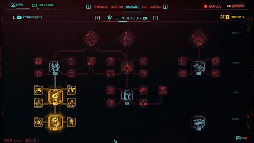 Perks available at this branch at Technical Ability 9 | Cyberpunk 2077