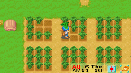The player harvesting spinach | Harvest Moon: Friends of Mineral Town