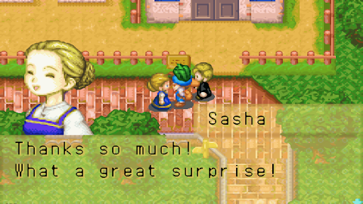 Sasha receives a green pepper as a gift | Harvest Moon: Friends of Mineral Town