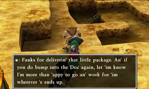 Giving Doug’s package to him will allow you to enter the site | Dragon Quest VII
