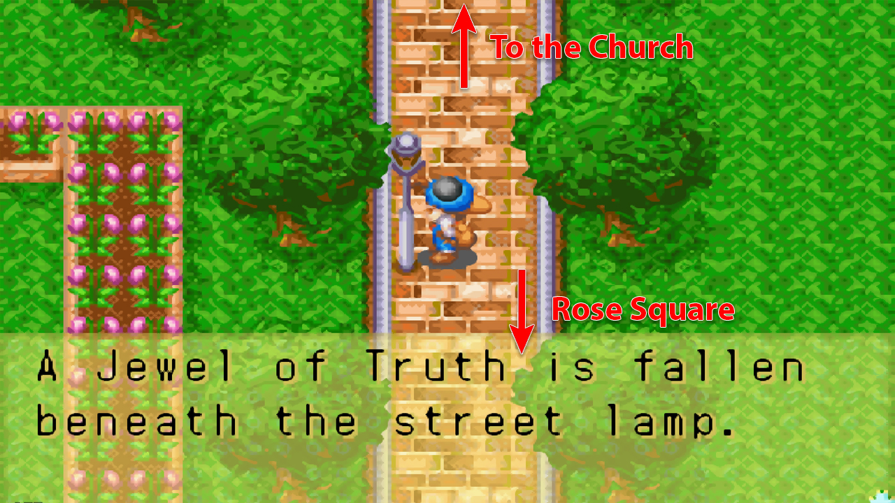 Location of the lamp post with the Jewel of Truth | Harvest Moon: Friends of Mineral Town