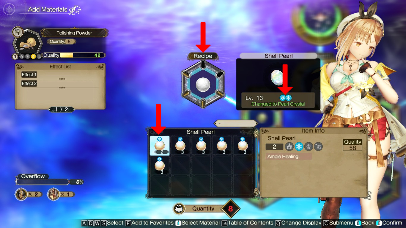 Using a Shell Pearl in the Recipe loop | Atelier Ryza 2: Lost Legends & the Secret Fairy
