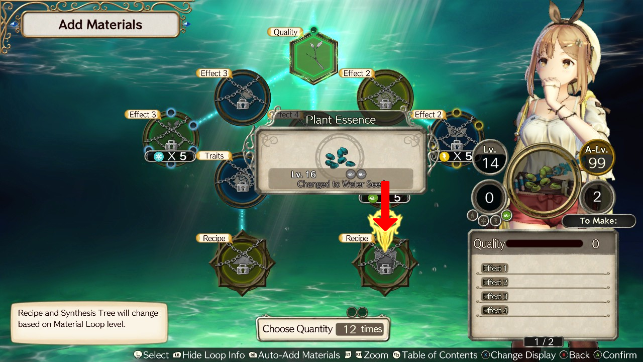 Recipe loop for the Water Seed morph | Atelier Ryza: Ever Darkness & the Secret Hideout