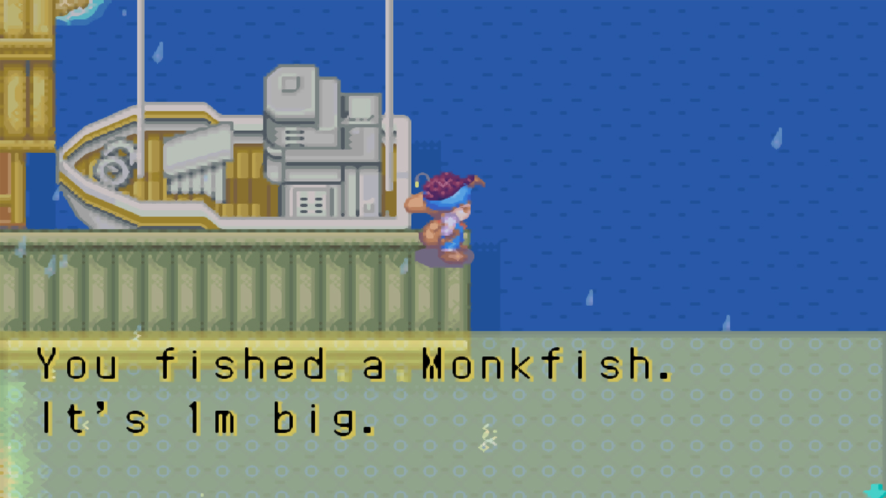 You can catch the monkfish late at night or early in the morning | Harvest Moon: Friends of Mineral Town