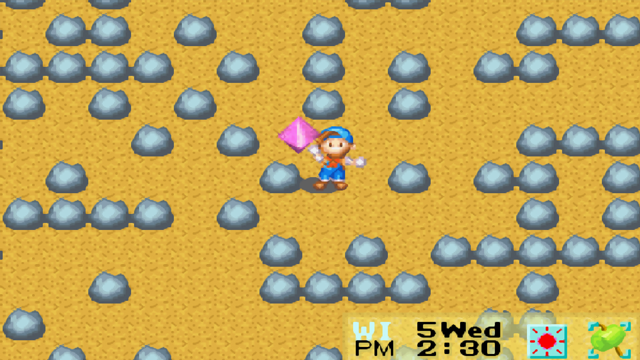 Finding the Teleport Stone on floor 255 of the mine | Harvest Moon: Friends of Mineral Town