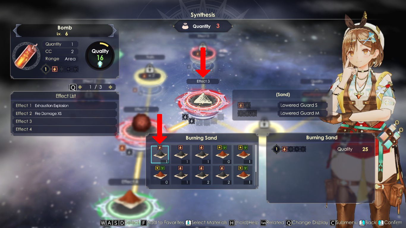 Using Burning Sand in the Effect 3 loop | Atelier Ryza 3: Alchemist of the End & the Secret Key