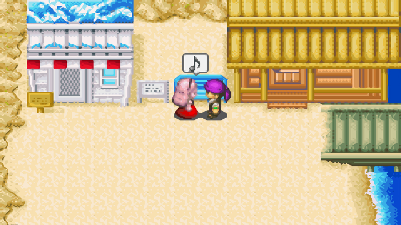 Viewing Popuri and Kai’s black rival heart event at Mineral Beach | Harvest Moon: Friends of Mineral Town