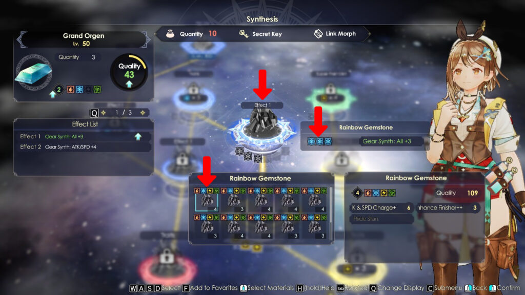 Inserting a Rainbow Gemstone in the first Effect 1 loop | Atelier Ryza 3: Alchemist of the End & the Secret Key