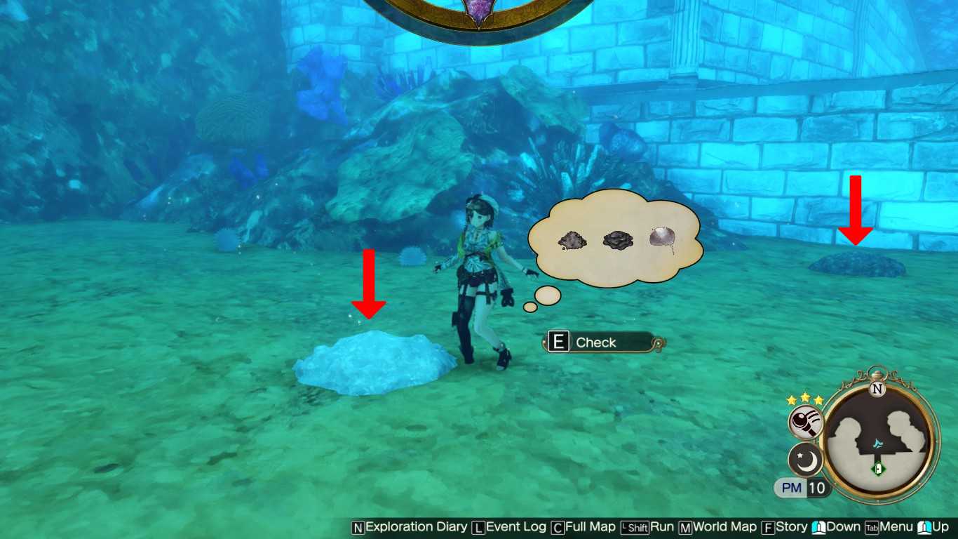 Picking up Black Muck on the lake floor at the Lower Stargazing Town | Atelier Ryza 2: Lost Legends & the Secret Fairy