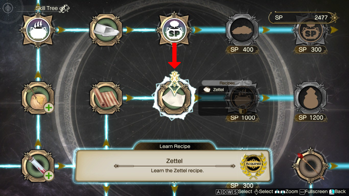 Unlocking the Zettel recipe’s node | Atelier Ryza 2: Lost Legends & the Secret Fairy