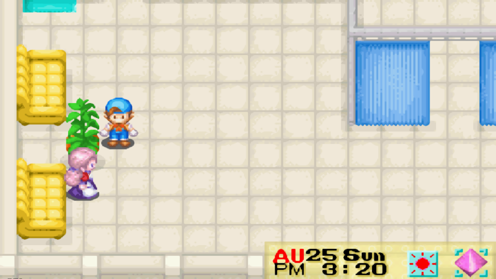 Lillia visits the clinic on Sundays when the Poultry Farm is closed | Harvest Moon: Friends of Mineral Town