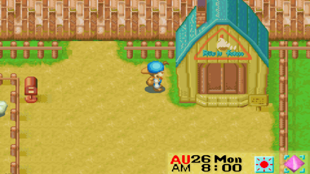 Front view of Lillia’s house and the Poultry Farm | Harvest Moon: Friends of Mineral Town