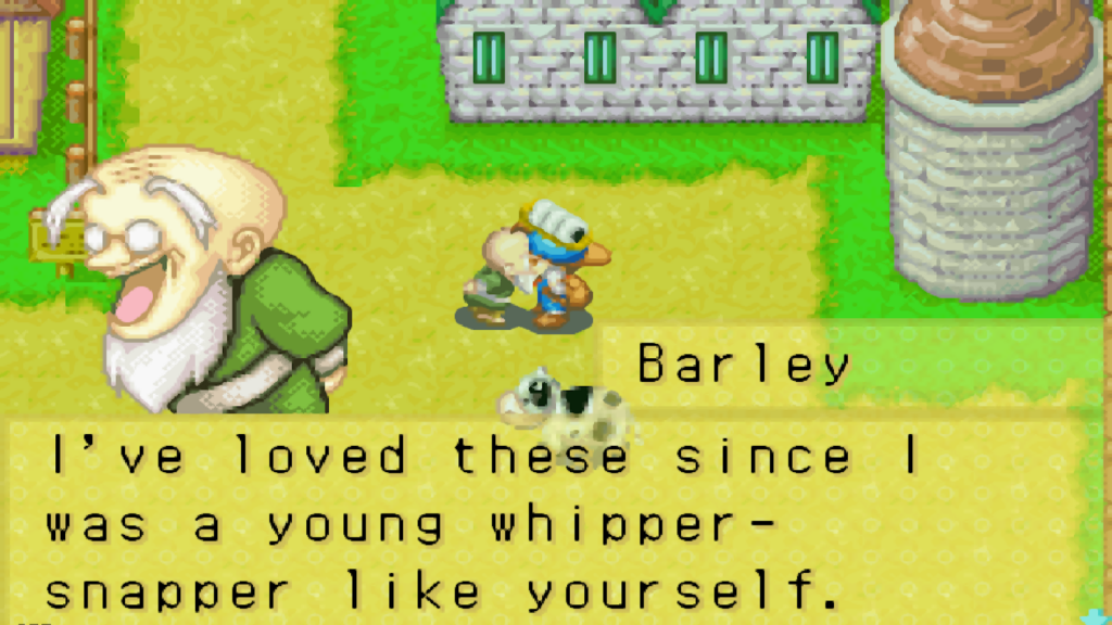 Barley receives a rice ball as a gift | Harvest Moon: Friends of Mineral Town