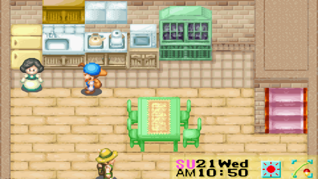 Anna and Basil inside their house | Harvest Moon: Friends of Mineral Town