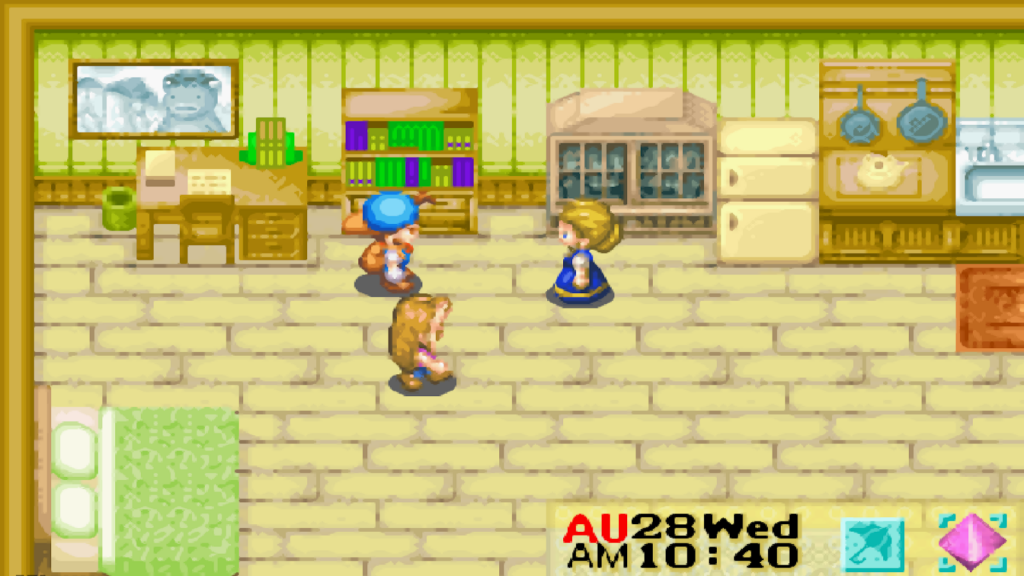 View of Sasha and Karen inside their house | Harvest Moon: Friends of Mineral Town