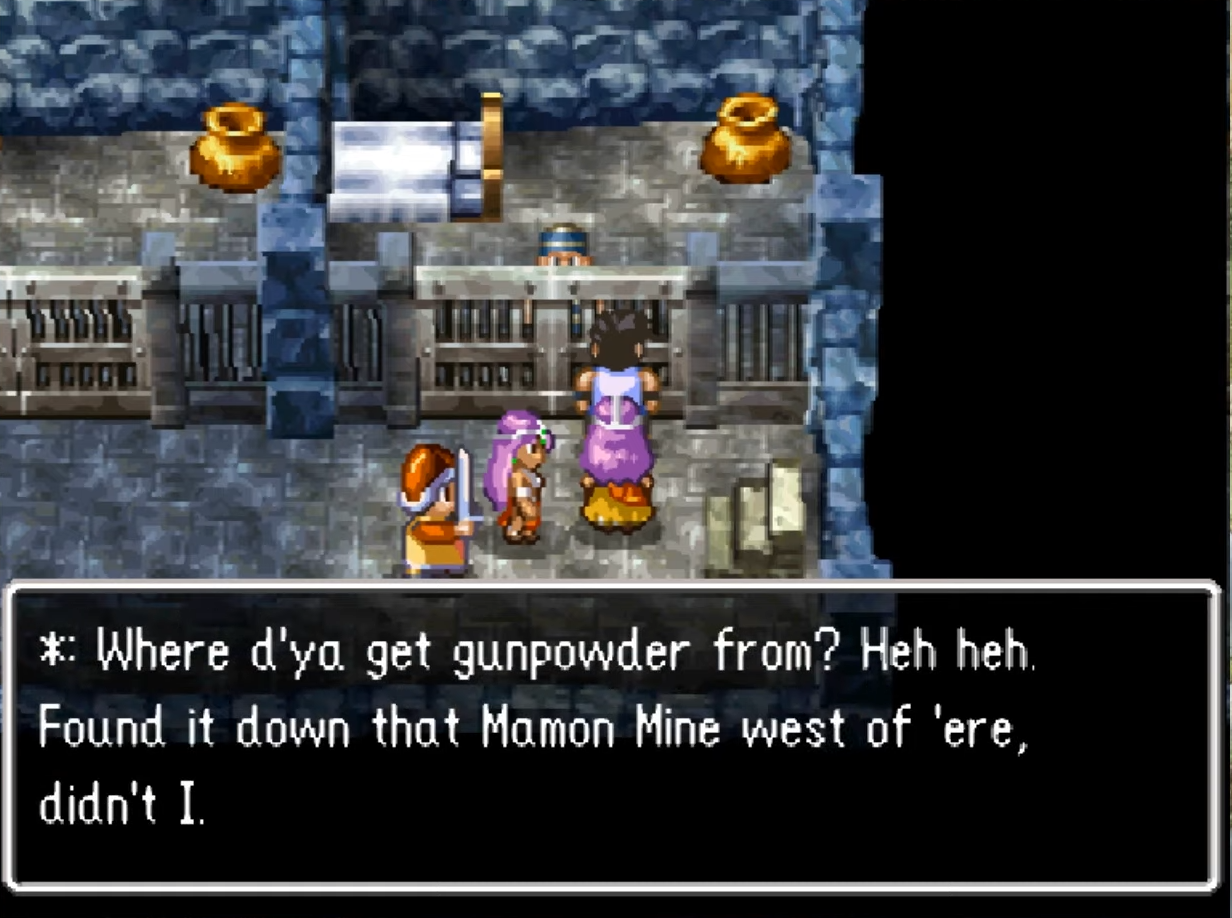 This prisoner will tell you where to find the Mamon Mine | Dragon Quest IV