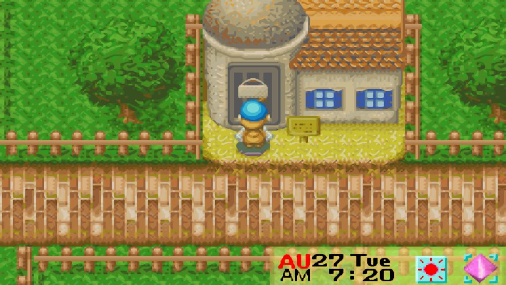Front view of the Blacksmith’s shop where Saibara lives | Harvest Moon: Friends of Mineral Town