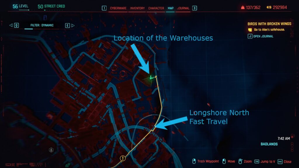 Place on the map where the car is located | Cyberpunk 2077