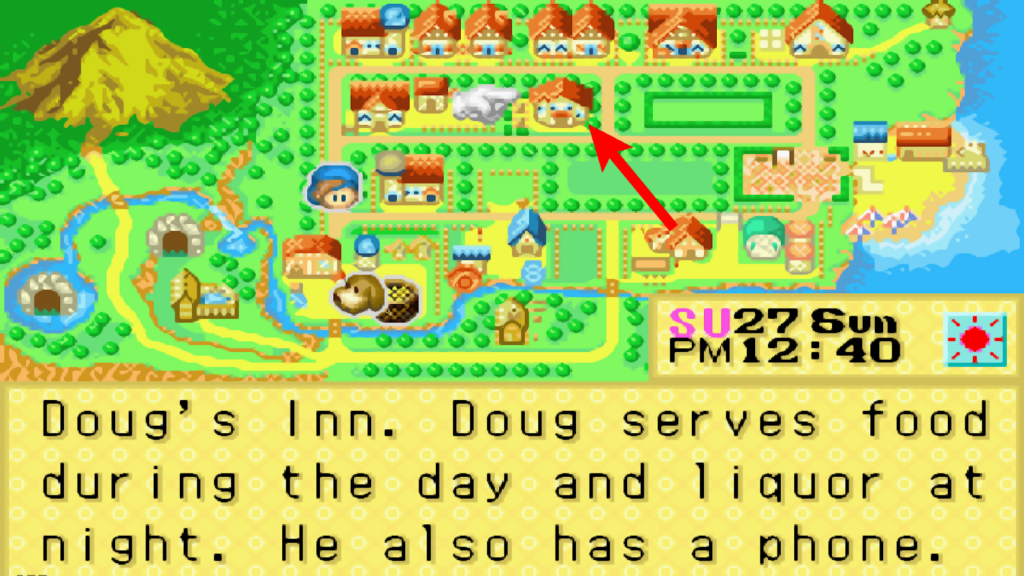 Location of the town’s Inn in the world map | Harvest Moon: Friends of Mineral Town