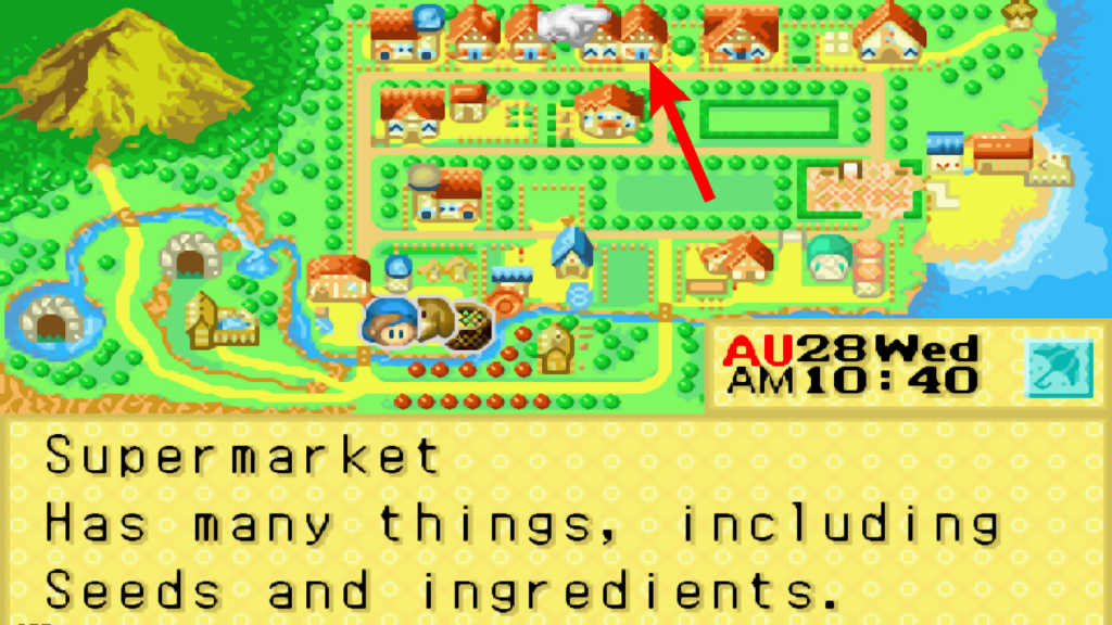Location of the Supermarket in the world map | Harvest Moon: Friends of Mineral Town