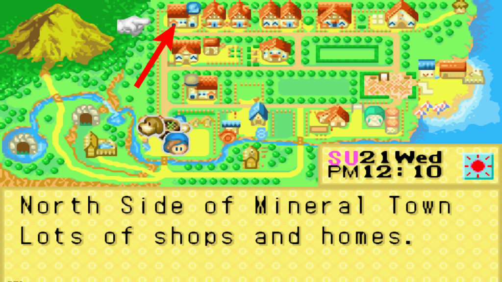 Location of Anna’s house in the world map | Harvest Moon: Friends of Mineral Town