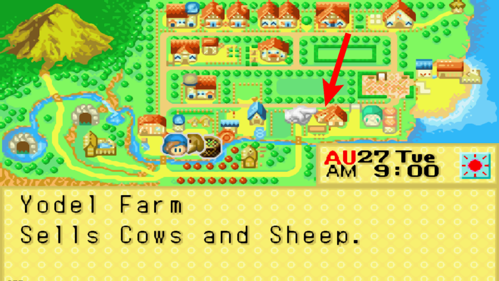 Location of Yodel Ranch in the world map | Harvest Moon: Friends of Mineral Town