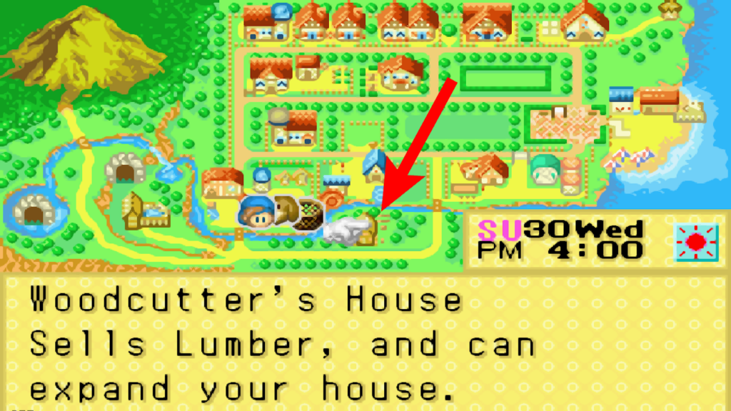 Location of the Woodcutter’s House in the world map | Harvest Moon: Friends of Mineral Town