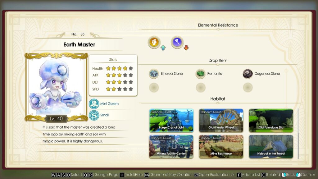 Earth Master monster profile | Atelier Ryza 3: Alchemist of the End & the Secret Key