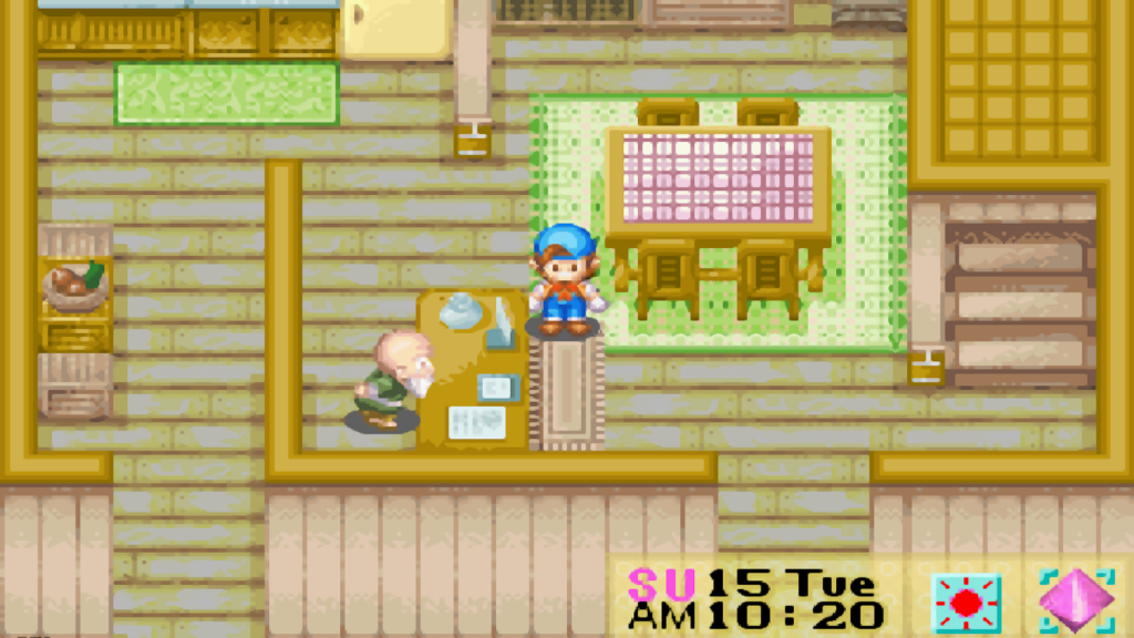Barley at his store inside Yodel Ranch | Harvest Moon: Friends of Mineral Town