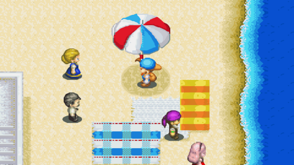 Sasha and Jeff attending Beach Day on the 1st of summer | Harvest Moon: Friends of Mineral Town