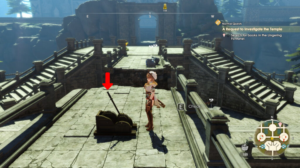 Pulling the lever to lower the drawbridge and unblock the temple’s entrance | Atelier Ryza 3: Alchemist of the End & the Secret Key