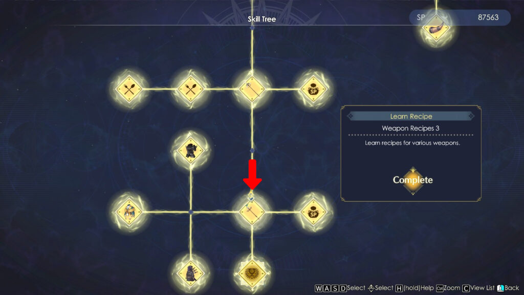 The “Weapon Recipes 3” node in the Skill Tree | Atelier Ryza 3: Alchemist of the End & the Secret Key