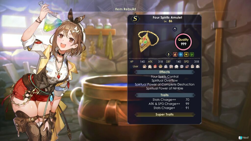 A Four Spirits Amulet with all effects unlocked | Atelier Ryza 3: Alchemist of the End & the Secret Key