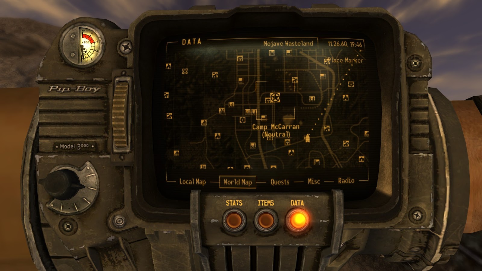 Location of Camp McCarran on the world map | Fallout: New Vegas