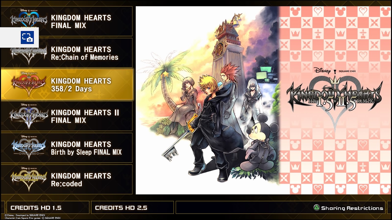358/2 Days, as seen from the collection’s menu | Kingdom Hearts Re:Chain of Memories