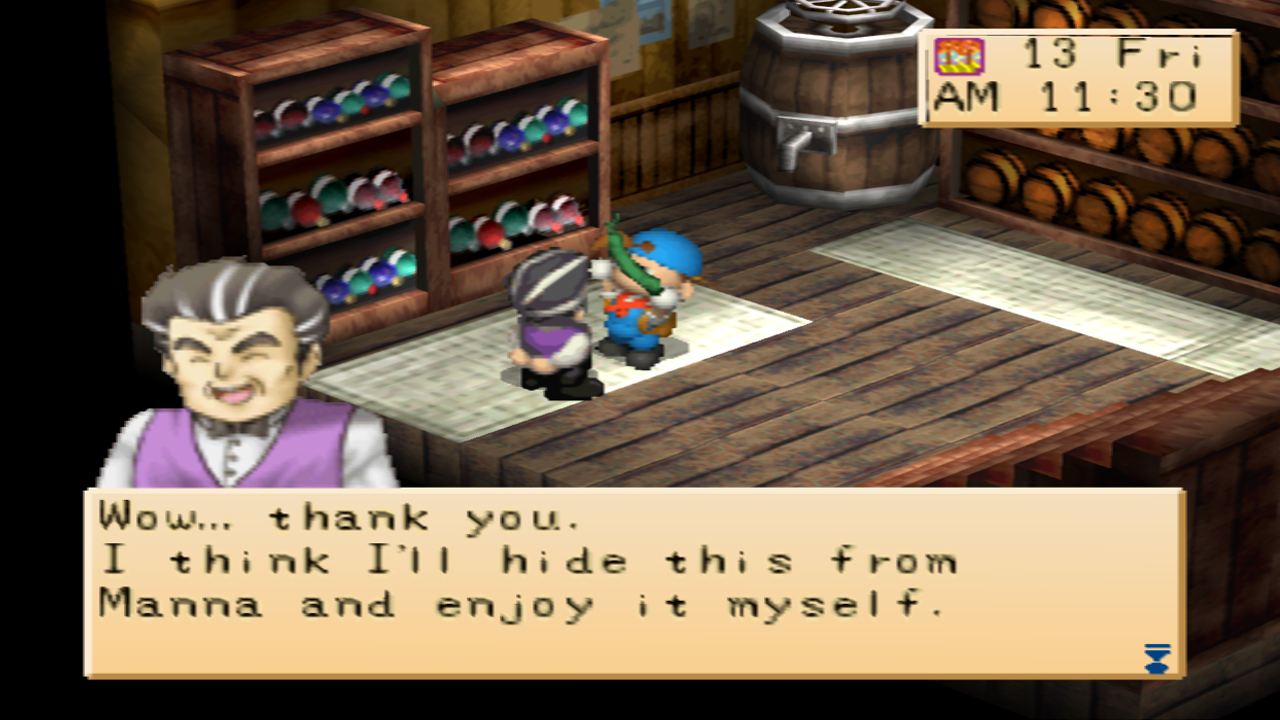 Doug receives a cucumber as a gift | Harvest Moon: Back to Nature