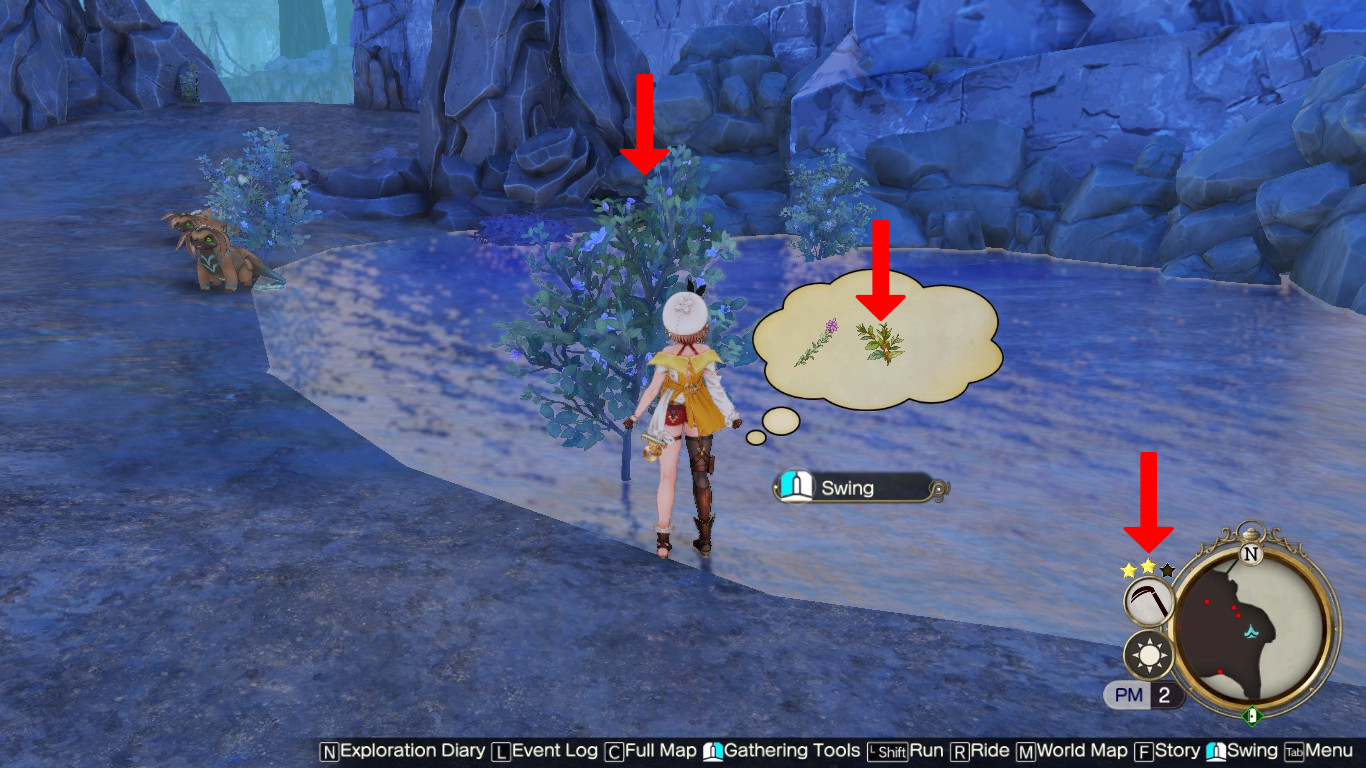 Using a Grass Sickle with Gathering Rank 2 to obtain an Ancient Branch | Atelier Ryza 2: Lost Legends & the Secret Fairy