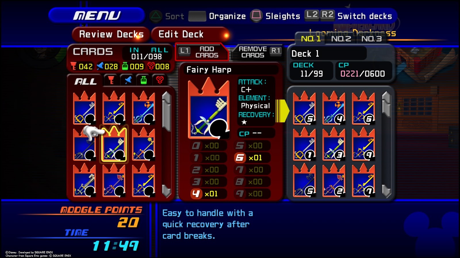 Peter Pan’s Keyblade is quite versatile, especially for breaking enemy Cards | Kingdom Hearts Re:Chain of Memories