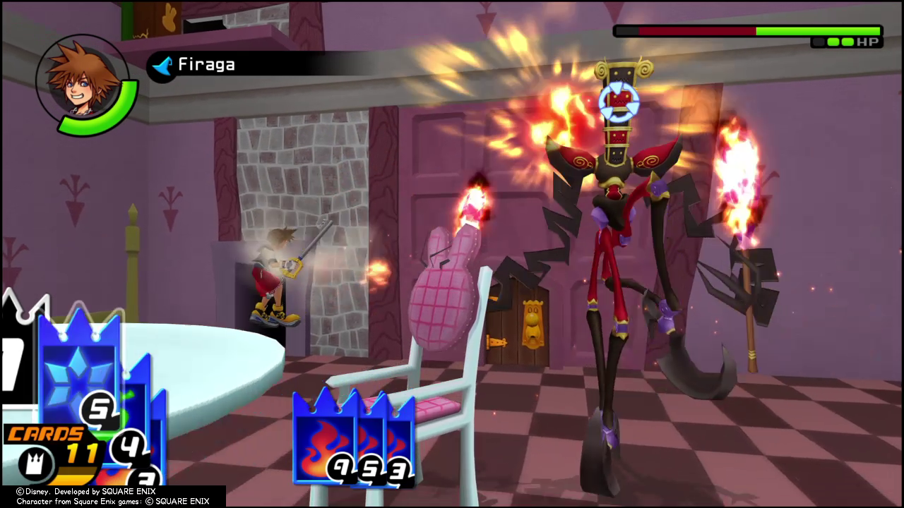 Firaga remains one of the best magic-based Sleights in this game | Kingdom Hearts Re:Chain of Memories