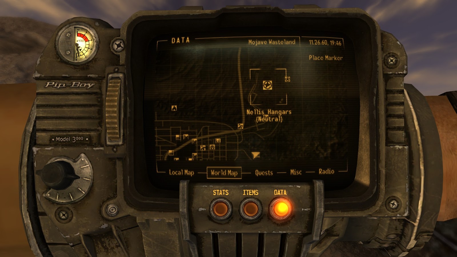 Nellis Air Force Base Hangars on the world map | Fallout: New Vegas