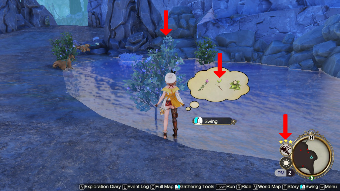Using a staff with Gathering Rank 2 to obtain a Sapling Branch | Atelier Ryza 2: Lost Legends & the Secret Fairy