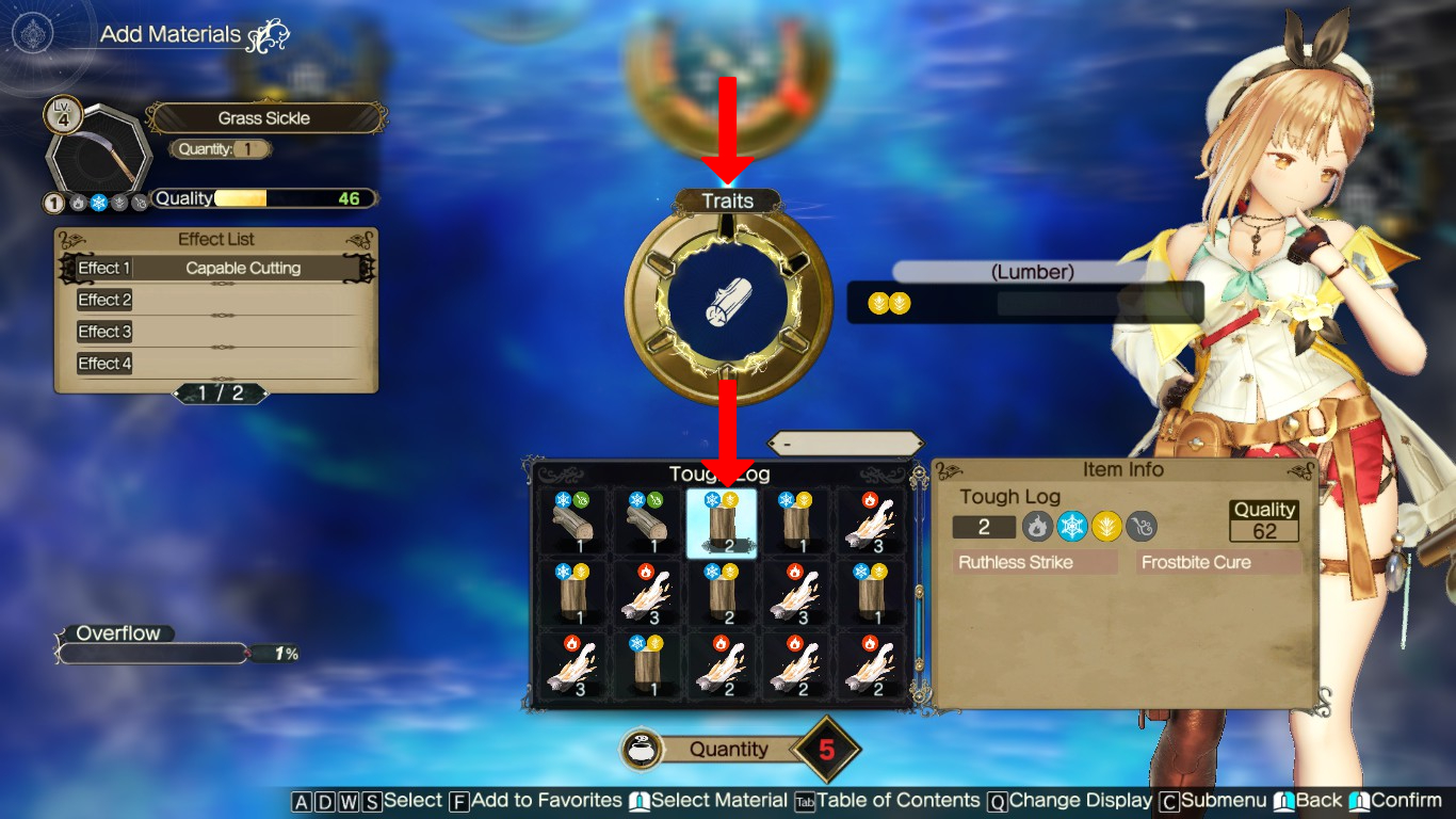 Using a Tough Log in the Traits loop | Atelier Ryza 2: Lost Legends & the Secret Fairy