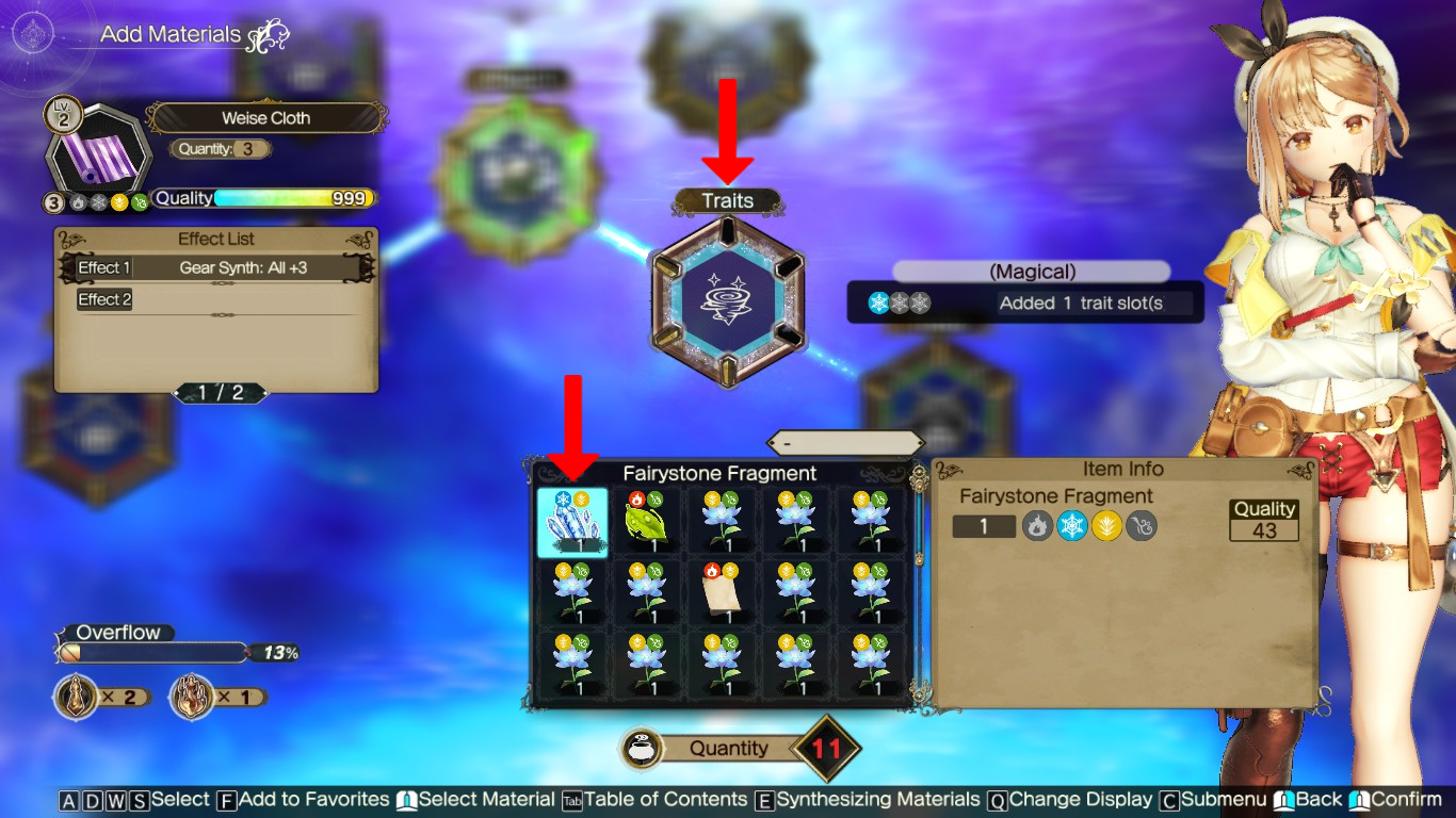 Inserting a Fairystone Fragment in the Traits loop | Atelier Ryza 2: Lost Legends & the Secret Fairy