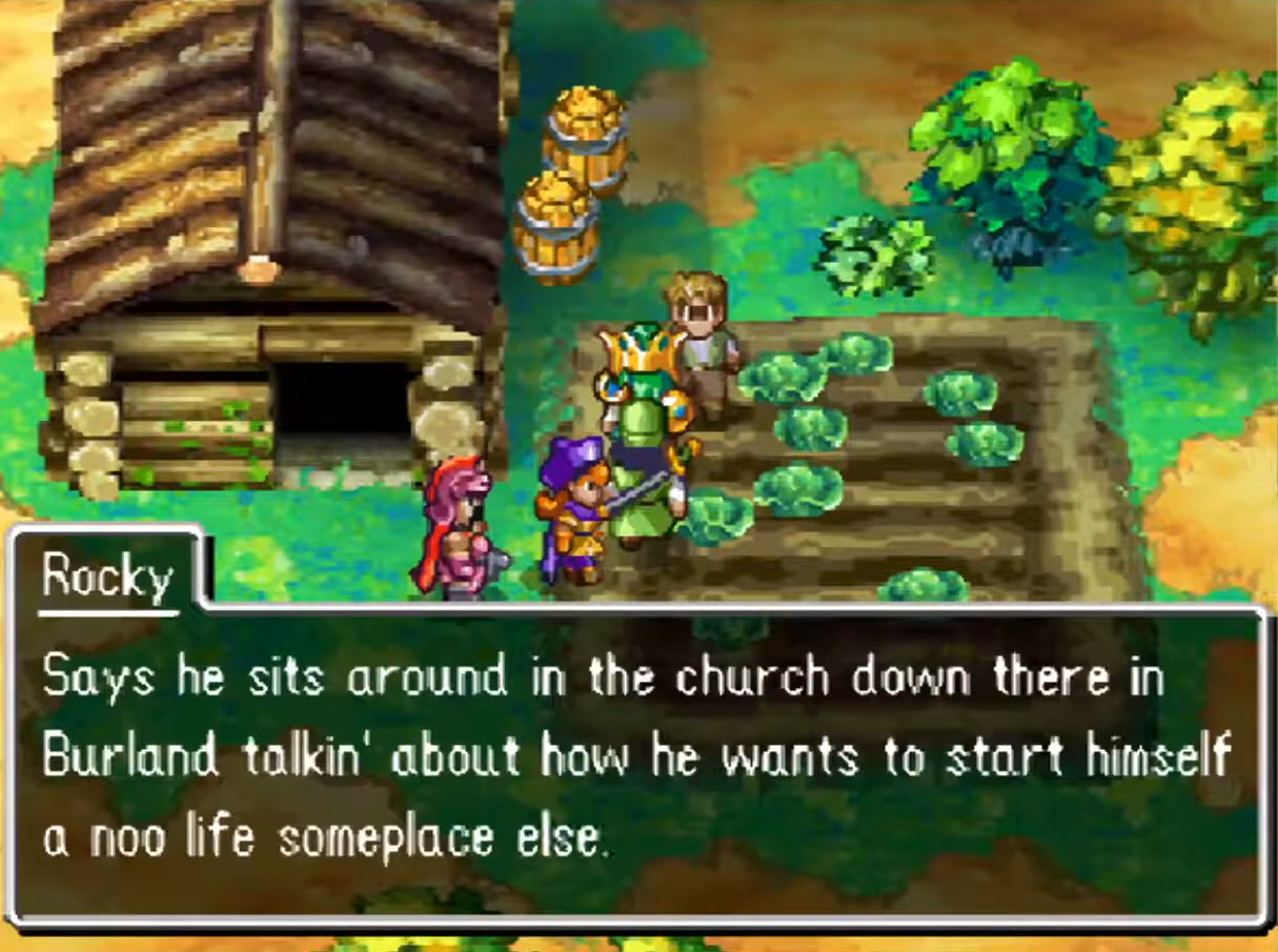Rocky will tell you where to find the next settler | Dragon Quest IV