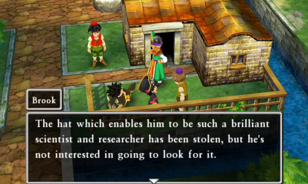Brook will tell you about the disappearance of Professor Wade’s hat | Dragon Quest VII